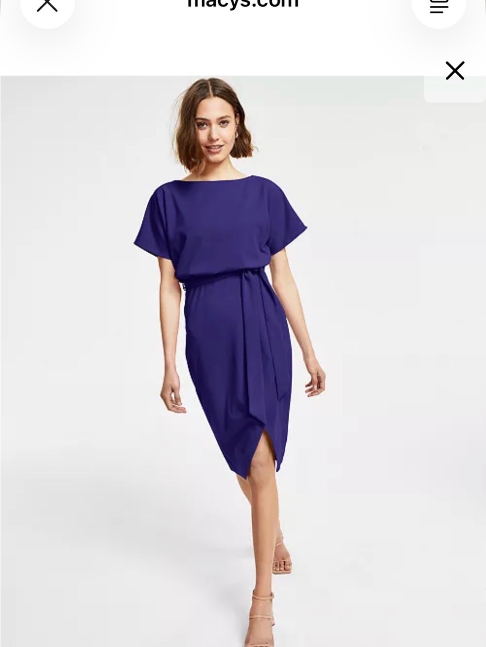 Kensie Navy Blouson Wrap Tie Waist Midi Dress NWT Size 4